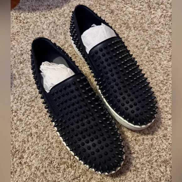 New Christian Louboutin dark marine Spiked Loafers - Picture 4 of 10